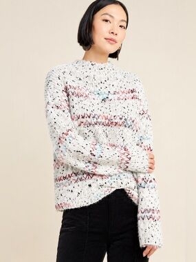 RAGA Faye Oversized Eyelash Mock Neck Sweater — S